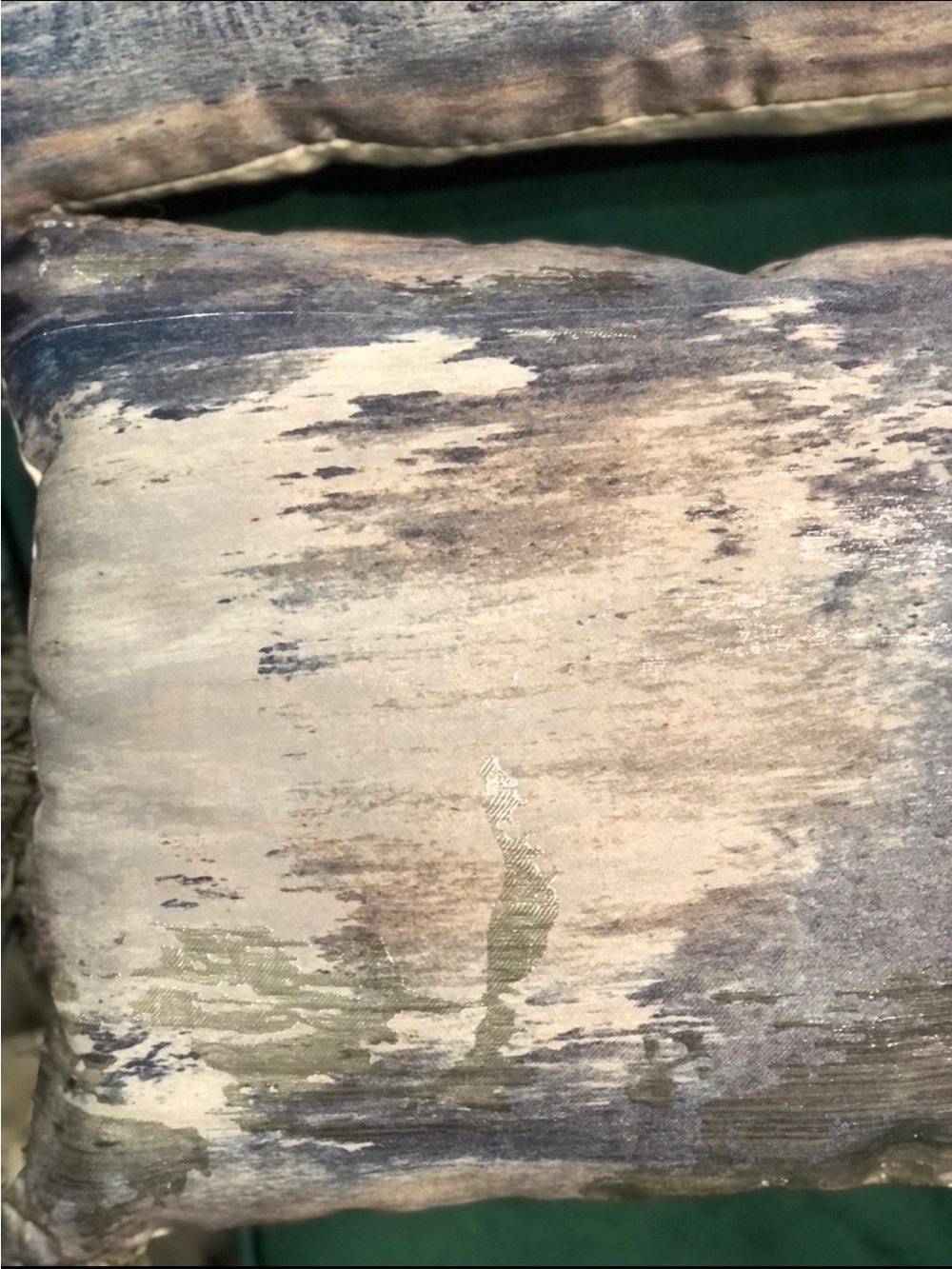 West Elm Blue and Silver Abstract Velvet Lumbar Pillow - Picture 7 of 7